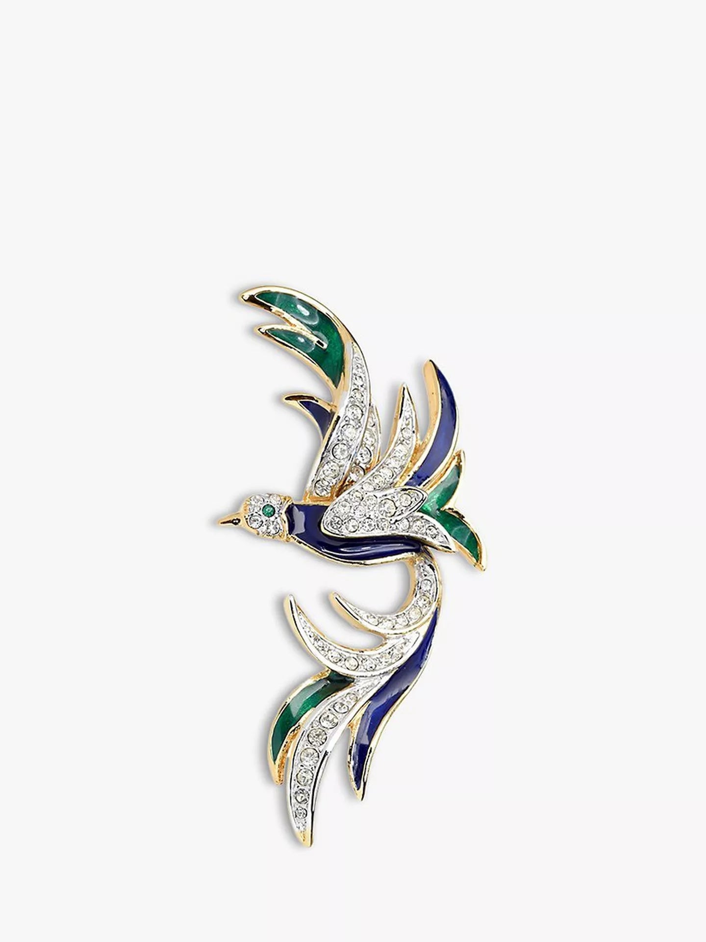 Eclectica Vintage Attwood & Sawyer Swarovski Crystal & Enamel Bird of Paradise Brooch