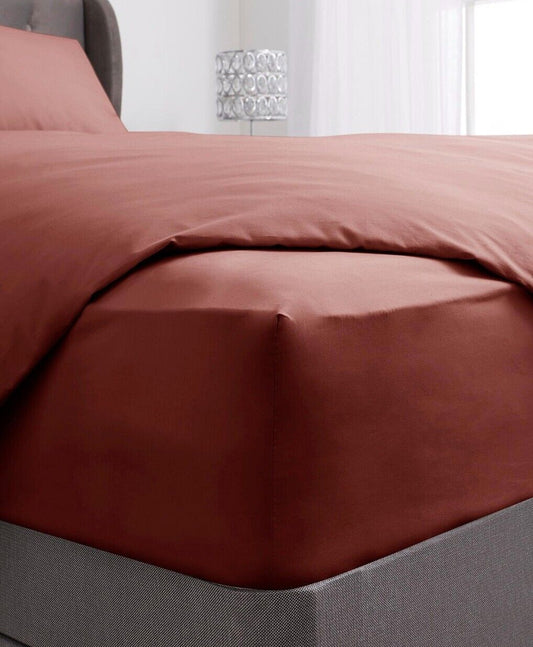 200TC Plain Dye Extra Deep Fitted Sheet Rust Single