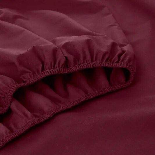 200TC Plain Dye Extra Deep Fitted Sheet Claret Single