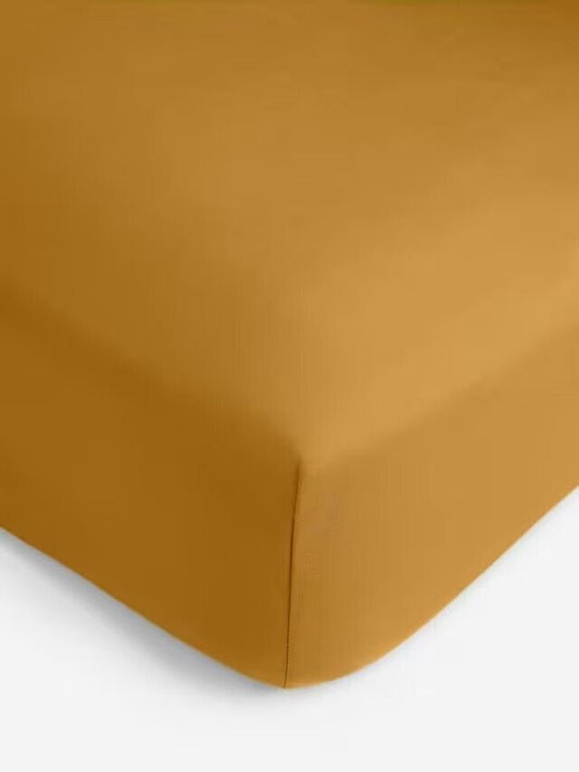 200TC Plain Dye Extra Deep Fitted Sheet Ochre Single