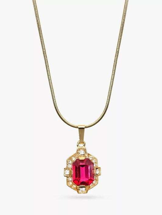 Eclectica Vintage Art Deco 18ct Gold Plated Swarovski Crystal Pendant Necklace,