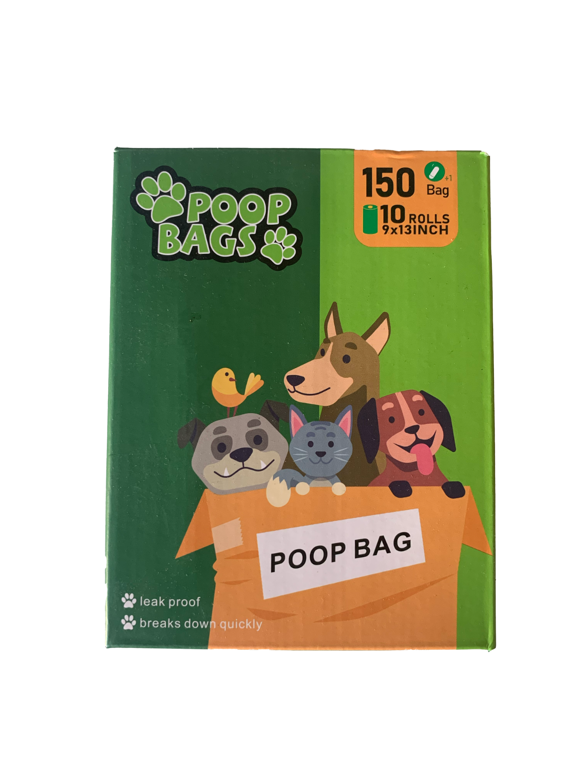 dog poo bags 10 rolls - 150 bags + dispenser