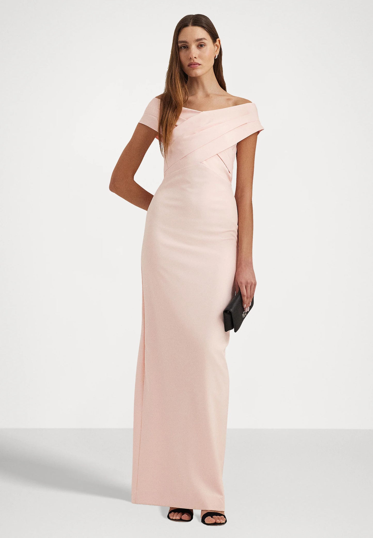 BNWT Ralph Lauren Crepe Off-the-Shoulder Gown Pink Opal Size 10 Prom Ball Christmas RRP £279