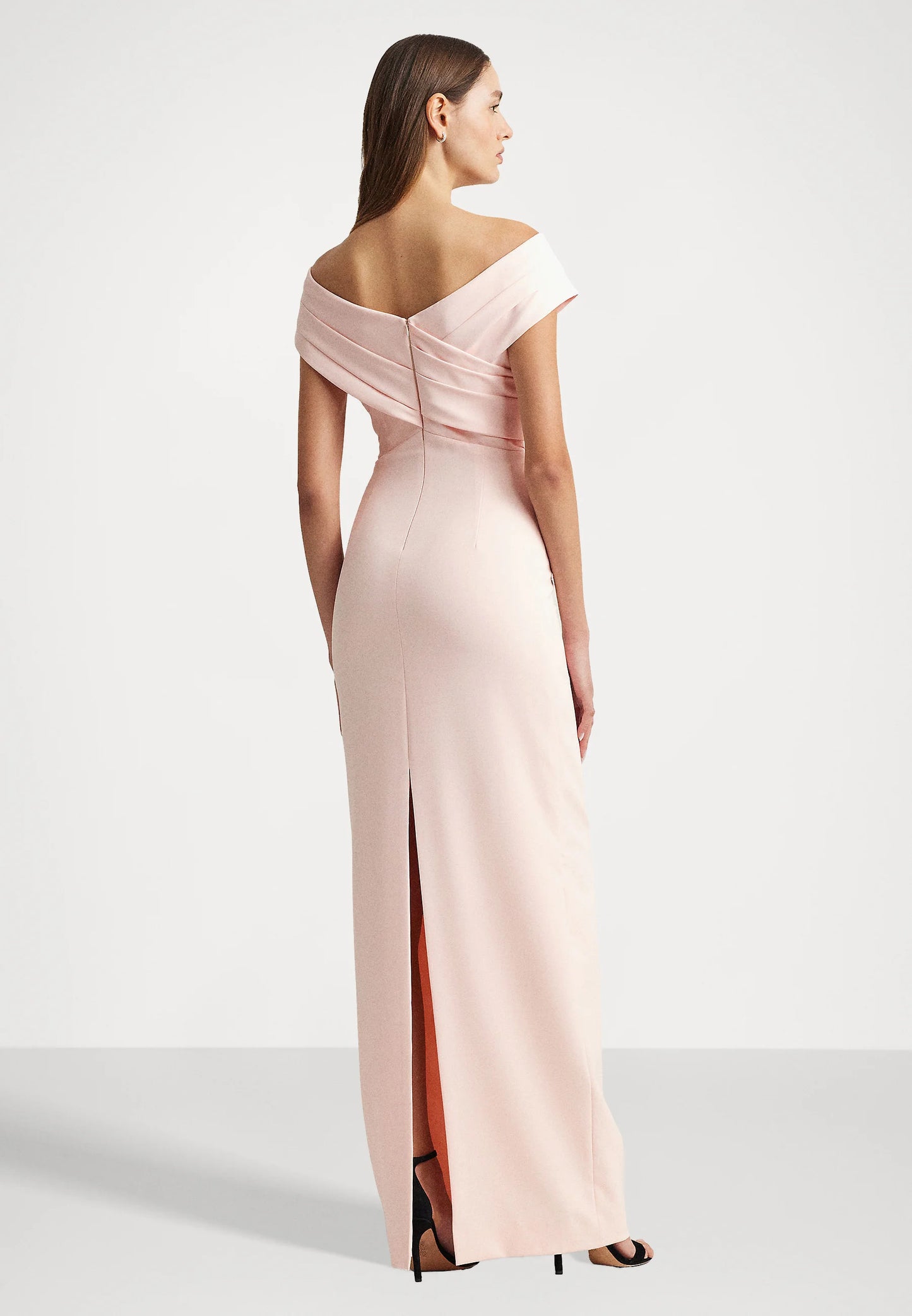 BNWT Ralph Lauren Crepe Off-the-Shoulder Gown Pink Opal Size 10 Prom Ball Christmas RRP £279