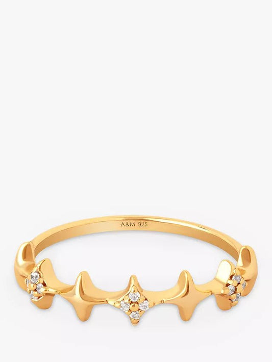 Astrid & Miyu Cosmic Star Stacking Ring, Gold Size L RRP £60