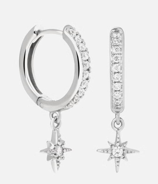 Astrid & Miyu Crystal Hoop Drop Earrings, Silver